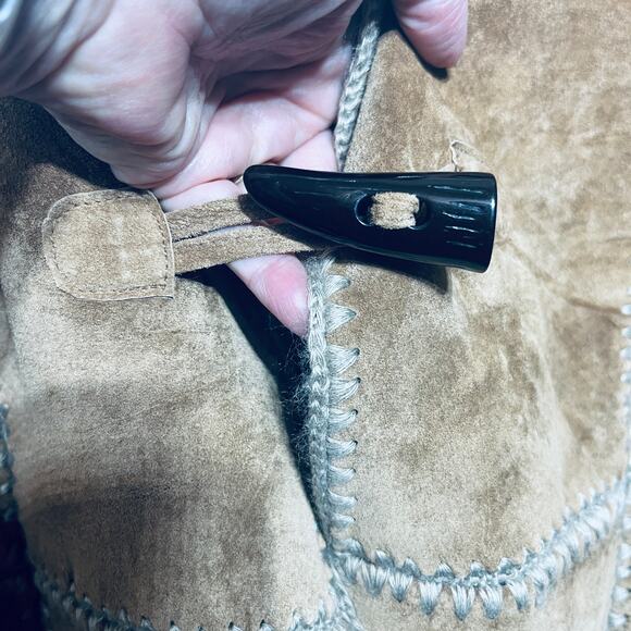 Brandon Thomas VTG Y2K Coat Brown Suede Leather Fleece Lined Toggle Button M - Picture 2 of 7